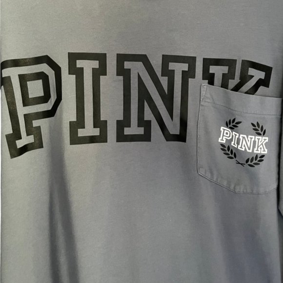 VS PINK Gray Long-Sleeve Shirt with Front Pocket Detail Size L - Picture 3 of 5